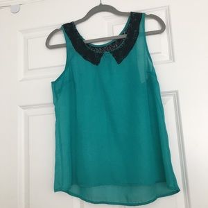 Sheer Bib Neck Tank Top